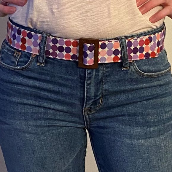 Polka do Fabric Belt - Wooden Buckle - OOP Fabric - Picture 2 of 4
